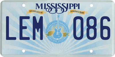 MS license plate LEM086