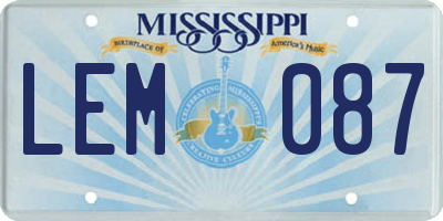 MS license plate LEM087