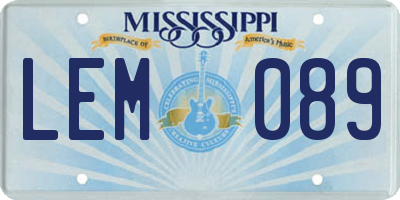 MS license plate LEM089