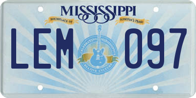 MS license plate LEM097