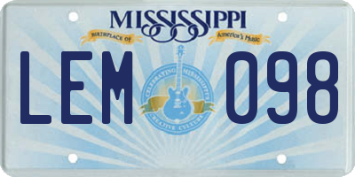 MS license plate LEM098