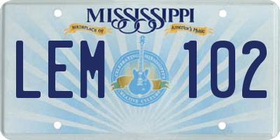 MS license plate LEM102