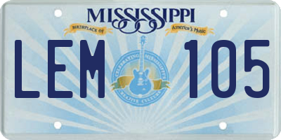 MS license plate LEM105