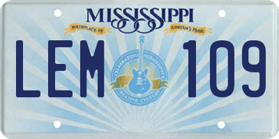 MS license plate LEM109