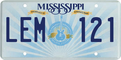MS license plate LEM121