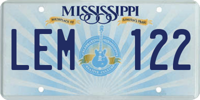 MS license plate LEM122