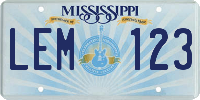 MS license plate LEM123