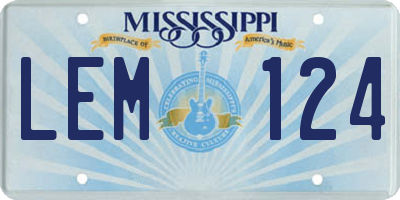 MS license plate LEM124