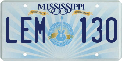 MS license plate LEM130