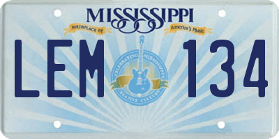 MS license plate LEM134