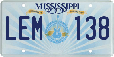 MS license plate LEM138