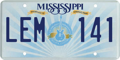 MS license plate LEM141