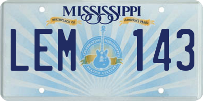 MS license plate LEM143