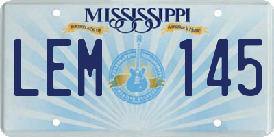 MS license plate LEM145