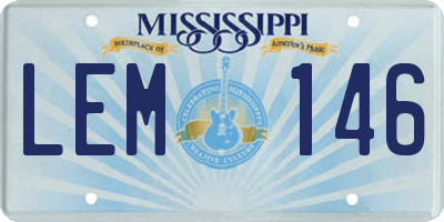 MS license plate LEM146