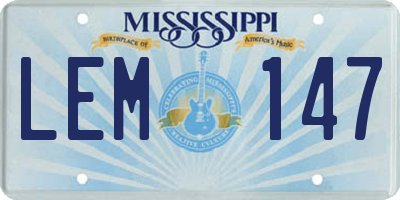 MS license plate LEM147