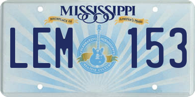 MS license plate LEM153