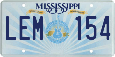 MS license plate LEM154
