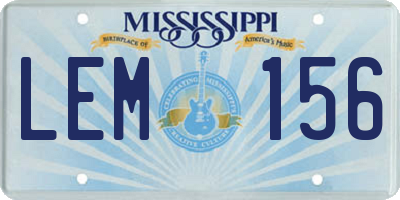 MS license plate LEM156