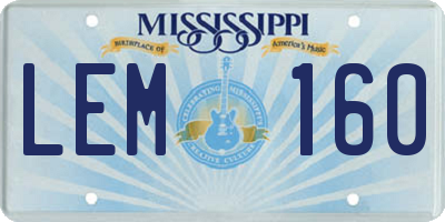 MS license plate LEM160