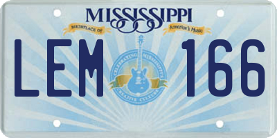MS license plate LEM166