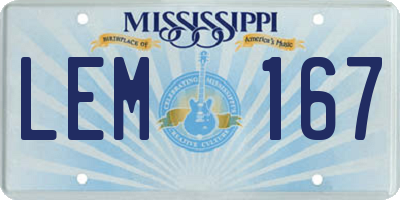 MS license plate LEM167