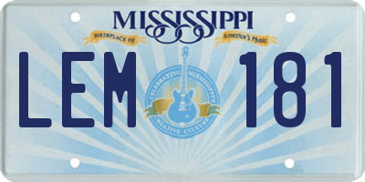 MS license plate LEM181
