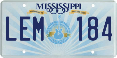 MS license plate LEM184