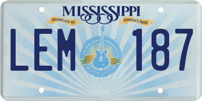 MS license plate LEM187