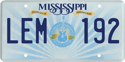 MS license plate LEM192