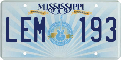 MS license plate LEM193