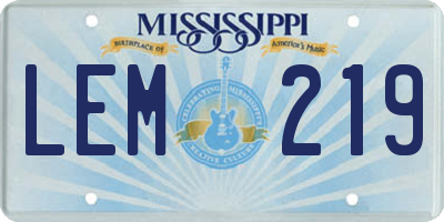 MS license plate LEM219