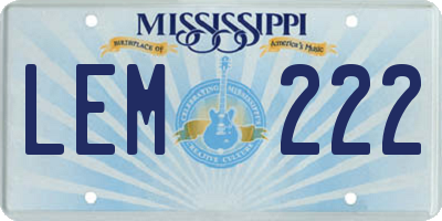 MS license plate LEM222