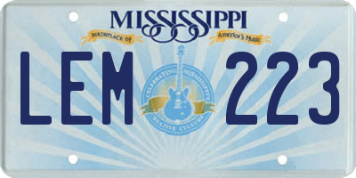 MS license plate LEM223