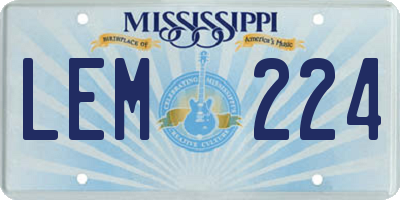 MS license plate LEM224