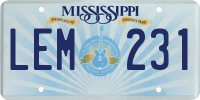 MS license plate LEM231