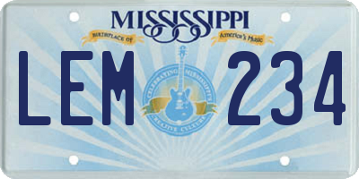 MS license plate LEM234