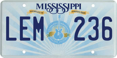 MS license plate LEM236