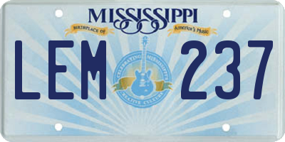 MS license plate LEM237