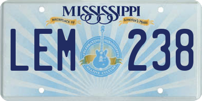 MS license plate LEM238