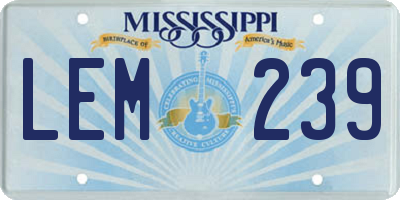 MS license plate LEM239