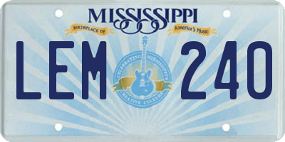 MS license plate LEM240
