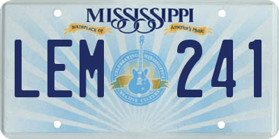 MS license plate LEM241