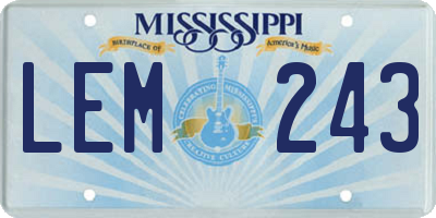 MS license plate LEM243