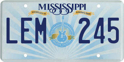 MS license plate LEM245