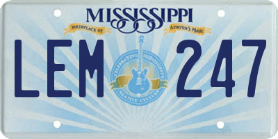 MS license plate LEM247