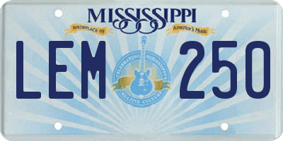MS license plate LEM250