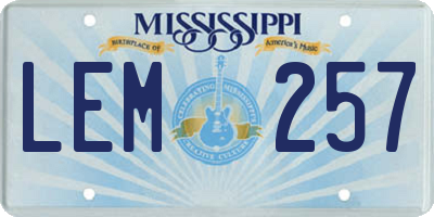 MS license plate LEM257