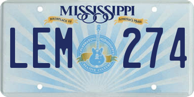 MS license plate LEM274