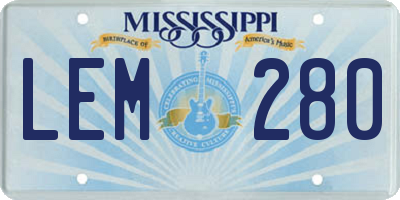 MS license plate LEM280